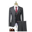 Western Style Three Piece Bridegroom Wedding Dress Korean Version Slim Fitting Autumn and Winter Grey Casual Suit Men's Suit