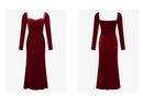 Sweetheart Neck Bride Red Toast Dress High-end Engagement Small Dress Velvet Split Pleated Dress Can Be Worn At Ordinary Times
