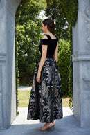 Tailor Shop Modest Navy Blue Mother of The Bridal Dress Velvet Printed Brocade Madrina Boda Wedding Party Dress Cap Sleeve