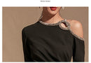 Sexy Strapless Evening Dress Dress Skirt Female Banquet Slim Temperament Mid-length Split Dress