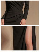 Sexy Strapless Evening Dress Dress Skirt Female Banquet Slim Temperament Mid-length Split Dress