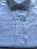 Slim Autumn Thin Long Sleeve Silky Luster Sky Blue Stripe Men's Shirt