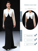 black and white evening gown fish tail style dress stylish evening dresses long custom can make any design wedding party gown