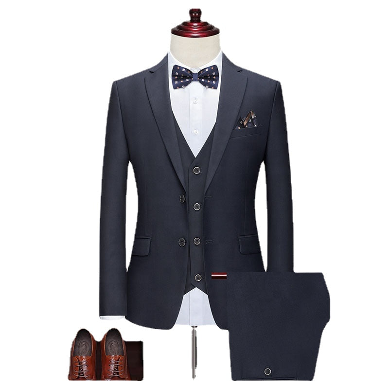 Formal New Men's Set 3-piece Set for Men's Leading Wedding Dress Banquet Men's Slim Fit Set