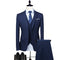 Fashion Formal Business Office Suit Set 100% Wool Three Piece Set Men's Slim Fit Wedding Banquet Dress