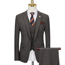 2023 Men's Plaid Suit 3-piece Set with Single Breasted Wedding Wedding Business Office Men's Suit