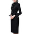 Tailor Make suit Wooden Ear Edge Standing Neck Dress Black Gentle Style Mid Length Thick Tweed Wrapped Hip Skirt