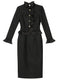 Tailor Make suit Wooden Ear Edge Standing Neck Dress Black Gentle Style Mid Length Thick Tweed Wrapped Hip Skirt