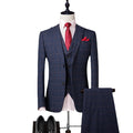 Fashion Formal Business Office Suit Set 100% Wool Three Piece Set Men's Slim Fit Wedding Banquet Dress