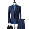 Fashion Formal Business Office Suit Set 100% Wool Three Piece Set Men's Slim Fit Wedding Banquet Dress