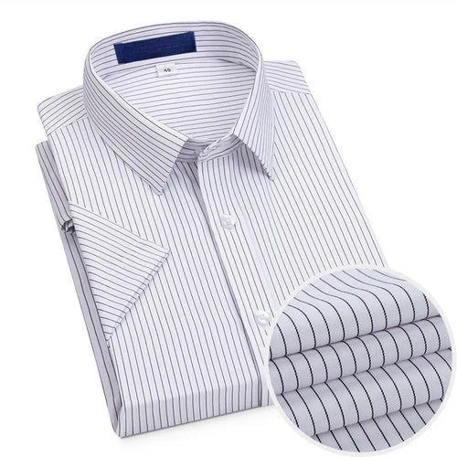 Short Sleeved Shirt for Men's Summer Solid Color Pure Cotton Non Ironing and Wrinkle Resistant Business Work White Shirt