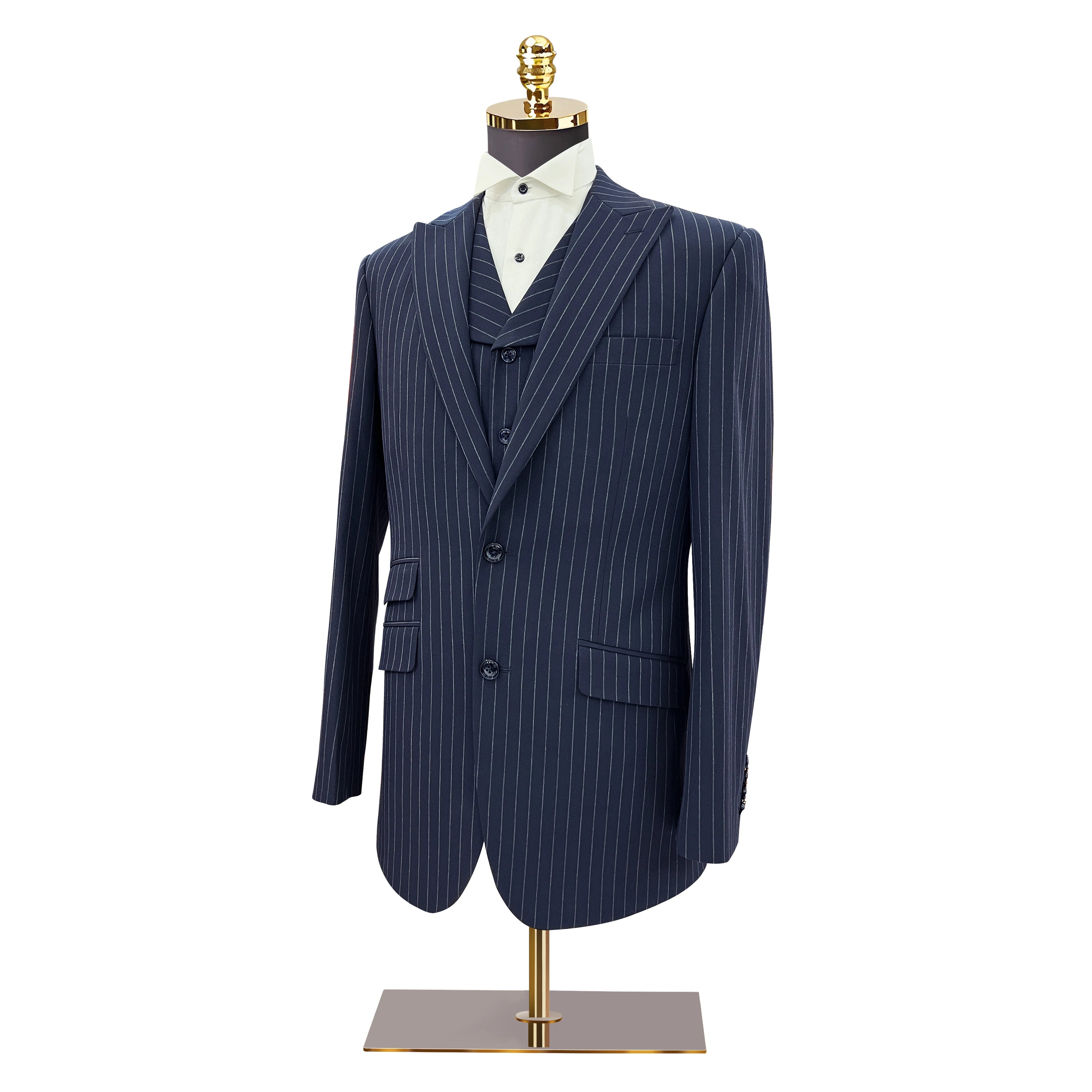 Advanced Single Breasted Suit Blue Striped Jacket Men's Slim Fit Suit Business and Professional Formal Attire