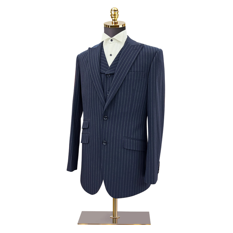 Advanced Single Breasted Suit Blue Striped Jacket Men's Slim Fit Suit Business and Professional Formal Attire