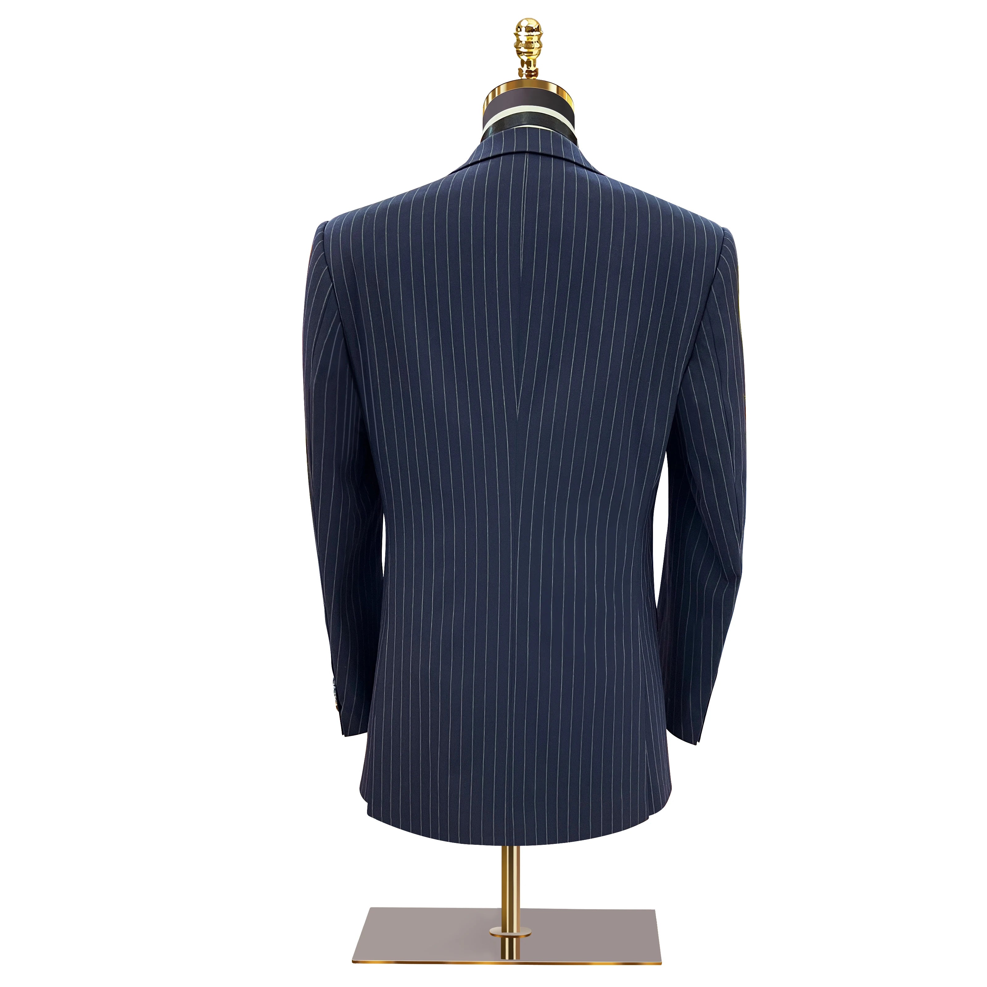 Advanced Single Breasted Suit Blue Striped Jacket Men's Slim Fit Suit Business and Professional Formal Attire