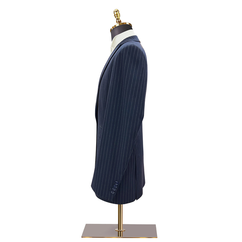 Advanced Single Breasted Suit Blue Striped Jacket Men's Slim Fit Suit Business and Professional Formal Attire