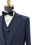 Advanced Single Breasted Suit Blue Striped Jacket Men's Slim Fit Suit Business and Professional Formal Attire