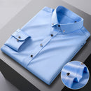 Autumn Buckle Collar Long Sleeve Men's Youth Solid Business Leisure Professional Shirt Men's Elastic Non Ironing Shirt
