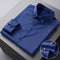 Autumn Buckle Collar Long Sleeve Men's Youth Solid Business Leisure Professional Shirt Men's Elastic Non Ironing Shirt
