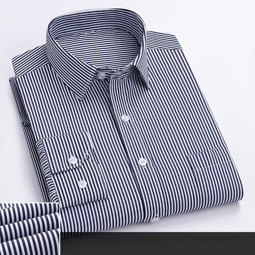 Autumn Long Sleeved Shirt Men's Striped Business and Casual Work Shirt Men's Middle-aged and Young Work Clothes, Work Clothes