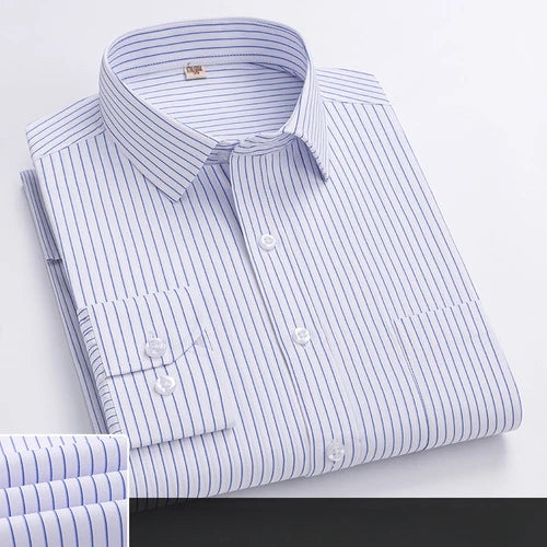 Autumn Long Sleeved Shirt Men's Striped Business and Casual Work Shirt Men's Middle-aged and Young Work Clothes Work Clothes