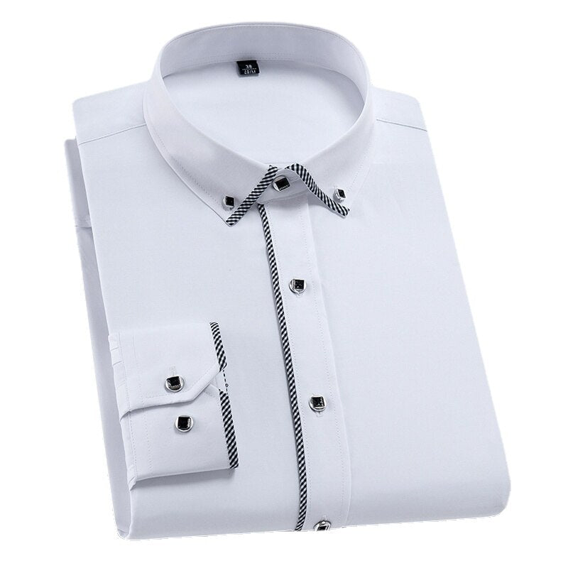 Autumn Long Sleeved Shirt Men's White Business Dress Professional Shirt Autumn Dress Large Size Non Ironing Casual Work Clothes