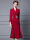 Autumn New Dress Formal Occasion Suit Collar Studded Diamond Waist Show Slim and Long Fishtail Dress