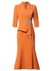 Autumn New Dress Formal Occasion Suit Collar Studded Diamond Waist Show Slim and Long Fishtail Dress