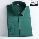 Autumn Non Ironing Long Sleeved Shirt Men's Elastic Business Dress Solid Color Shirt Men's Youth Fashion Casual Shirt