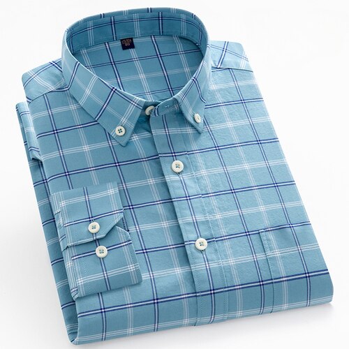 Autumn Pure Cotton Long Sleeve Men's Yellow Stripe Business Leisure Fashion Buckle Neck Shirt Men's All Cotton Non Iron Shirt