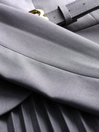 Autumn/Winter Dress Belt Women's Elegant Style Long Sleeve Fake Two Piece Pleated Skirt