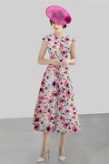 Big Pink Flower Mother of The Bride Dresses Half Sleeves Satin Beading A-Line Wedding Evening Gown Party Top and Dress