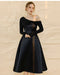 Birthday Party Little Black Dress Lady Temperament Design Sense Niche Mid-length Oblique Collar Off-the-shoulder Long-sleeved