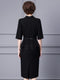 Black Dress with A High-end Feel New Autumn Style with A Super Slim Figure Suit Collar Fake Two Piece Buttocks Wrapped Skirt