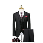 British Suit Men's Three Piece Slim Business Professional Formal Dress Groom's Wedding Dress Grey Casual Suit