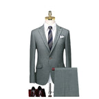 British Suit Men's Three Piece Slim Business Professional Formal Dress Groom's Wedding Dress Grey Casual Suit