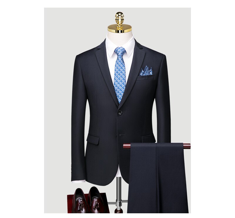 British Suit Men's Three Piece Slim Business Professional Formal Dress Groom's Wedding Dress Grey Casual Suit