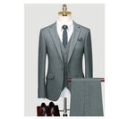 British Suit Men's Three Piece Slim Business Professional Formal Dress Groom's Wedding Dress Grey Casual Suit