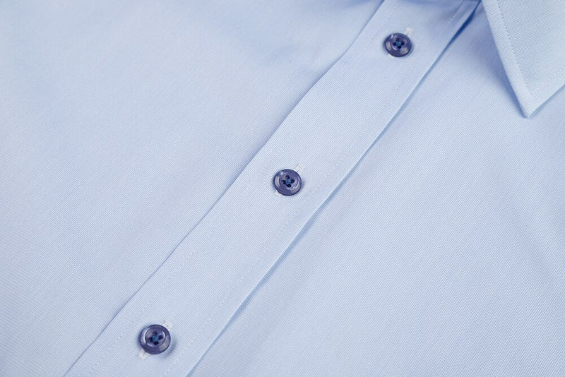 Business Gentleman Men's Light Blue Shirt High Neck Long Sleeve Slim Fall