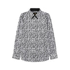 Business Gentleman Slim Business Long Sleeve Black Printed Men's Shirt