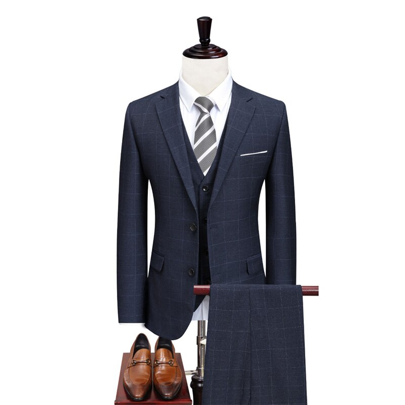 Business Men's Groom Suit Pants Groom Wedding Banquet Slim Fitting Suit Set