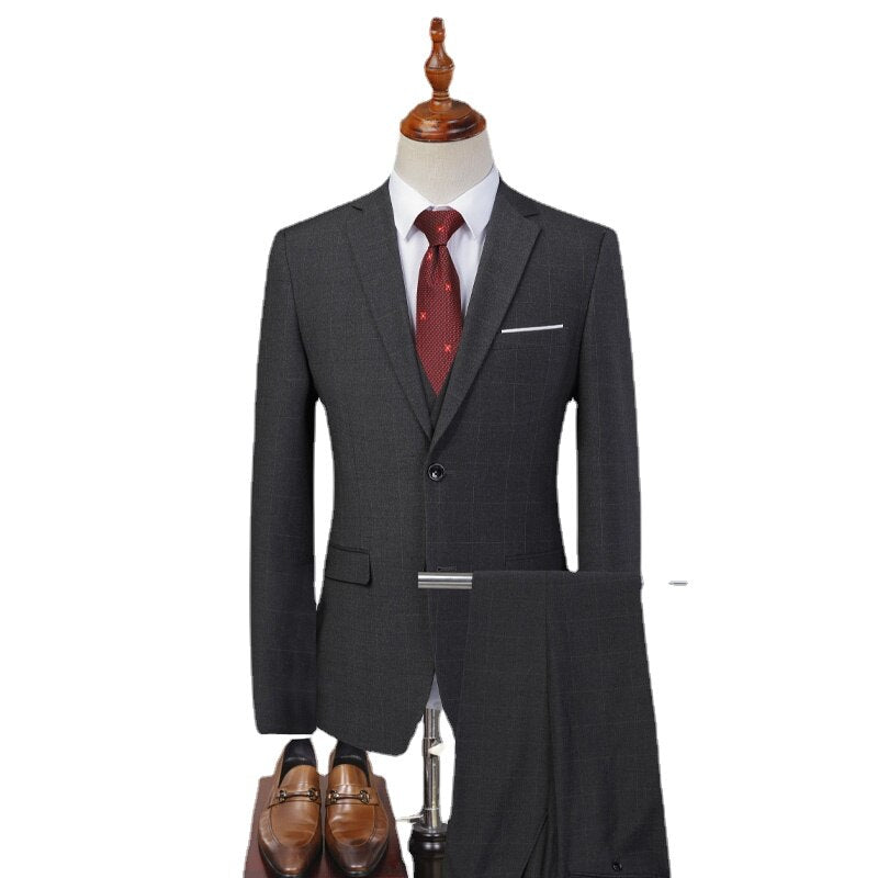 Business Men's Groom Suit Pants Groom Wedding Banquet Slim Fitting Suit Set