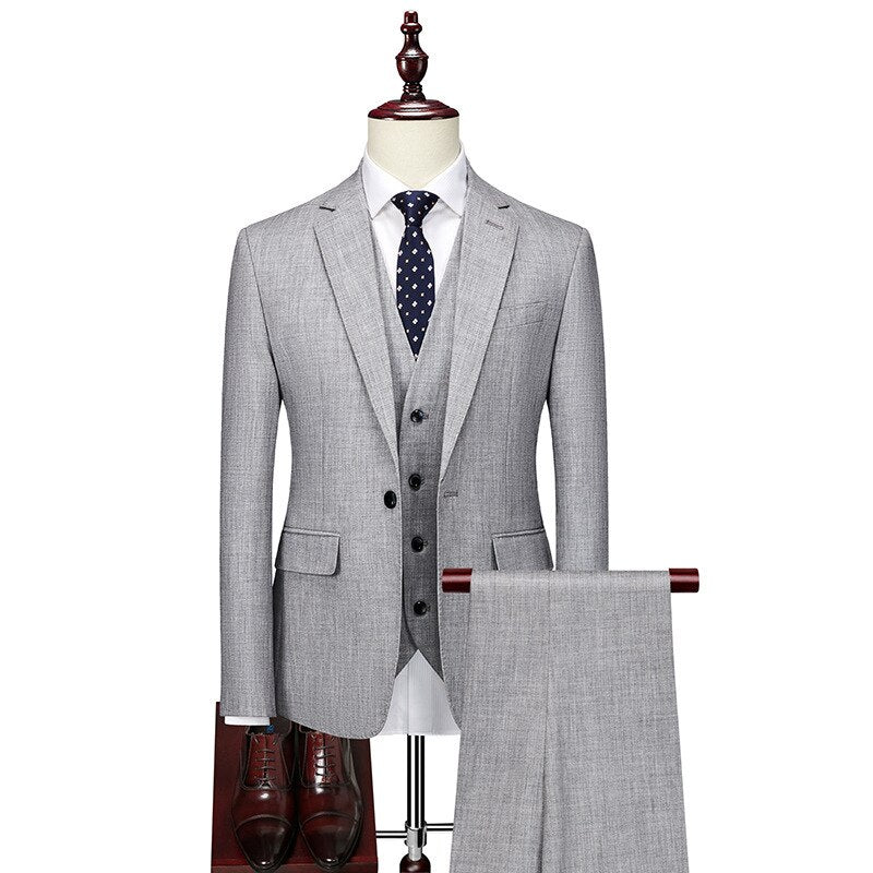 Business Men's Groom Suit Pants Groom Wedding Banquet Slim Fitting Suit Set
