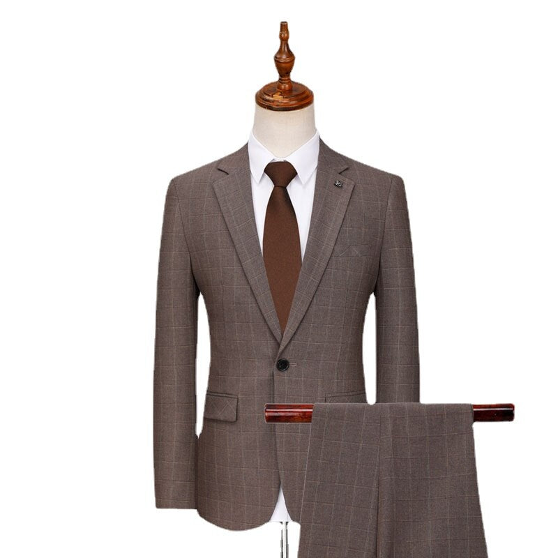 Business Men's Groom Suit Pants Groom Wedding Banquet Slim Fitting Suit Set