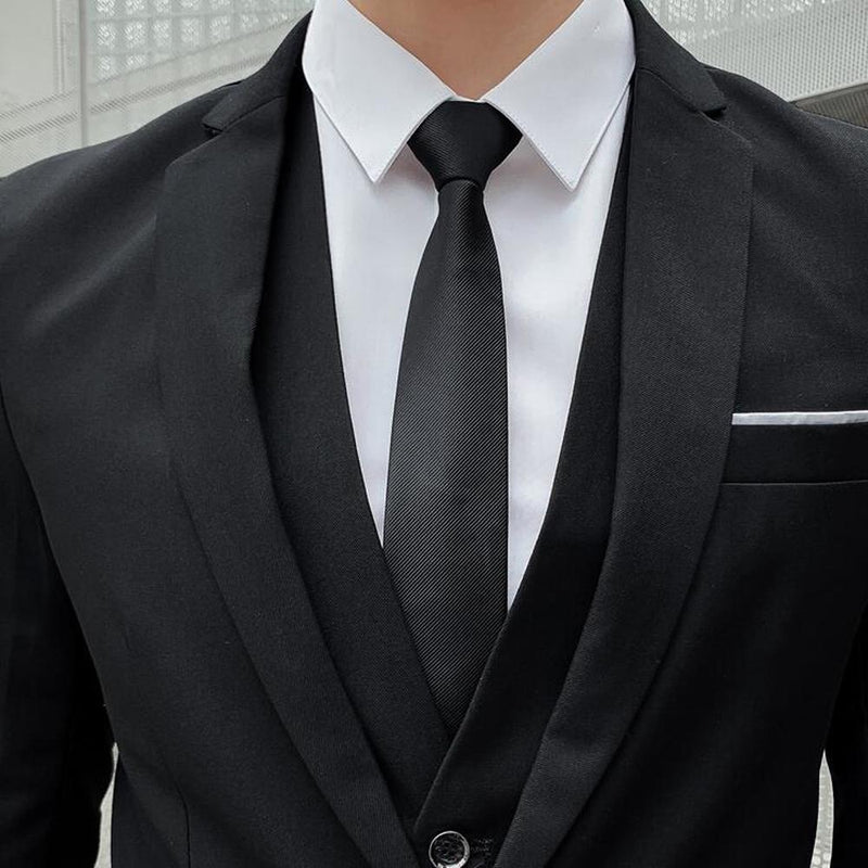 Business Men's Groomsmen Blazers Trousers Groom Wedding Dress Banquet Solid Color Slim Fit Suit Jacket Coat Vest Pants Set 3 Pcs