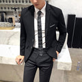 Business Men's Groomsmen Blazers Trousers Groom Wedding Dress Banquet Solid Color Slim Fit Suit Jacket Coat Vest Pants Set 3 Pcs