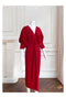 Chinese Red Butterfly Shape Dress Can Be Worn At Ordinary Times Waist and Thin V-neck Long-sleeved Mother of The Bride Dresses