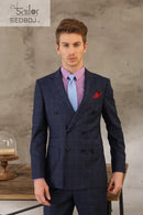 Custom Made Blue Check Suit 2 Buttons Double Breasted Suit Shenzhen Tailor Hade Made High Quality Wool and Cashmere