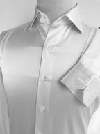 Custom Made White Pure Silk Long Sleeve Mens Dress Shirt Casual Long Sleeve Men Slim Fit Shirts