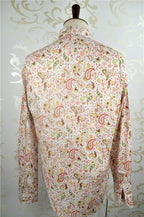 Custom Tailor Made Men's Bespoke Business Formal Wedding Ware Hawaiian Slim Fit Shirts Casual Blouse Pink Cotton Paisley Floral