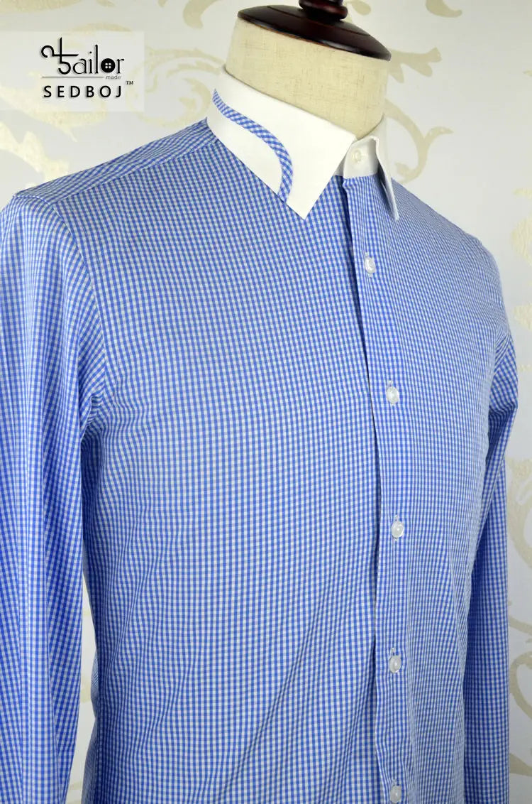 Custom Wholesale Blue Check Shirt Men Custom Made Shirts for Man